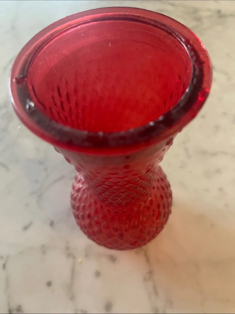 Red Textured Glass Vase - Decorative Home Accent